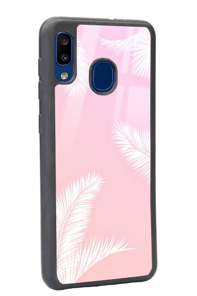 Samsung A30 Beyaz Palmiye Tasarımlı Glossy Telefon Kılıfı