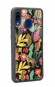 Samsung A30 Çiçekli Kediler Tasarımlı Glossy Telefon Kılıfı