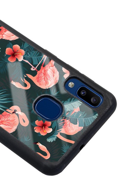 Samsung A30 Flamingo Leaf Tasarımlı Glossy Telefon Kılıfı