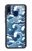 Samsung A30 Mavi Dalga Tasarımlı Glossy Telefon Kılıfı