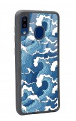 Samsung A30 Mavi Dalga Tasarımlı Glossy Telefon Kılıfı