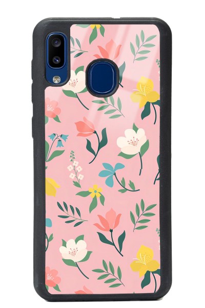Samsung A30 Pinky Flowers Tasarımlı Glossy Telefon Kılıfı