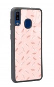 Samsung A30 Pudra Yapraklı Tasarımlı Glossy Telefon Kılıfı