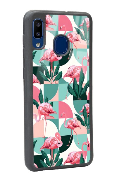 Samsung A30 Retro Flamingo Duvar Kağıdı Tasarımlı Glossy Telefon Kılıfı