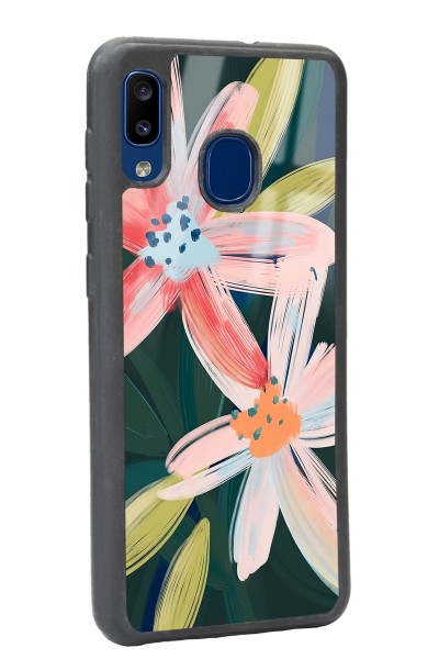 Samsung A30 Suluboya Çiçek Tasarımlı Glossy Telefon Kılıfı