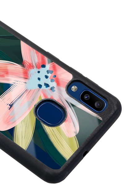 Samsung A30 Suluboya Çiçek Tasarımlı Glossy Telefon Kılıfı