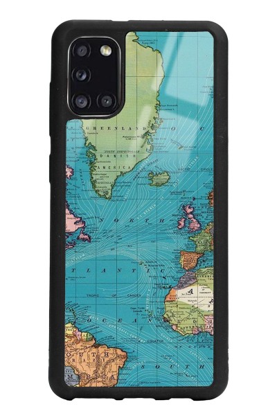 Samsung A31 Atlantic Map Tasarımlı Glossy Telefon Kılıfı