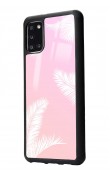 Samsung A31 Beyaz Palmiye Tasarımlı Glossy Telefon Kılıfı