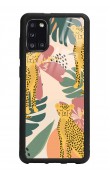 Samsung A31 Çiçekli Leopar Tasarımlı Glossy Telefon Kılıfı