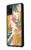 Samsung A31 Çiçekli Leopar Tasarımlı Glossy Telefon Kılıfı