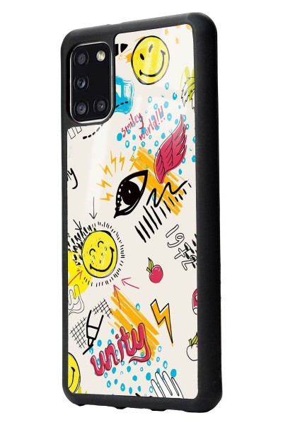 Samsung A31 Doodle Emoji Tasarımlı Glossy Telefon Kılıfı