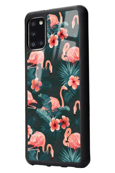 Samsung A31 Flamingo Leaf Tasarımlı Glossy Telefon Kılıfı