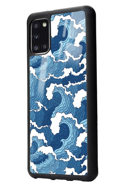 Samsung A31 Mavi Dalga Tasarımlı Glossy Telefon Kılıfı
