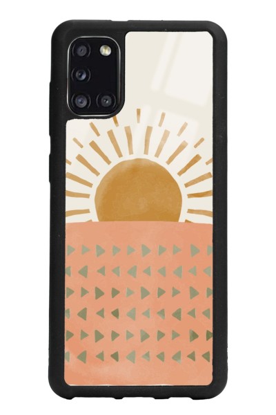 Samsung A31 Suluboya Güneş Tasarımlı Glossy Telefon Kılıfı