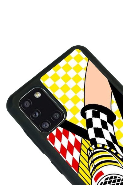 Samsung A31 Yellow Plaid Tasarımlı Glossy Telefon Kılıfı