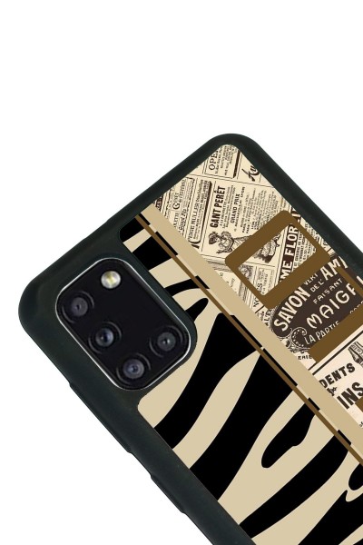 Samsung A31 Zebra Gazete Tasarımlı Glossy Telefon Kılıfı