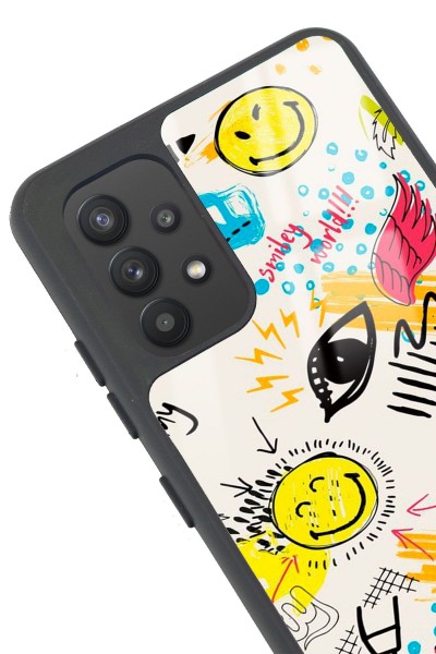 Samsung A32 Doodle Emoji Tasarımlı Glossy Telefon Kılıfı