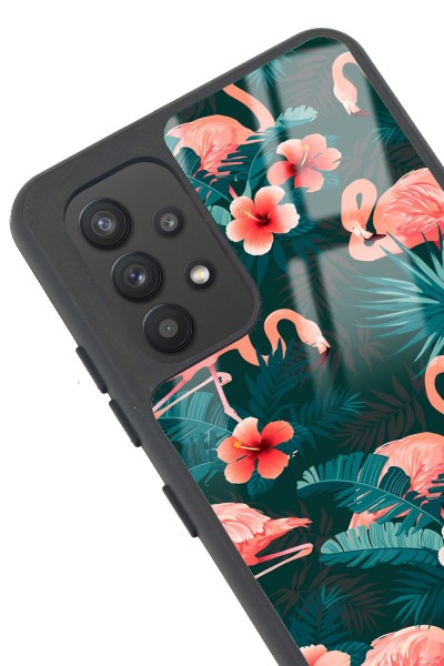 Samsung A32 Flamingo Leaf Tasarımlı Glossy Telefon Kılıfı