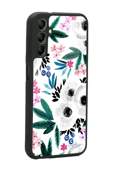 Samsung A34 Beyaz Çiçek Tasarımlı Glossy Telefon Kılıfı