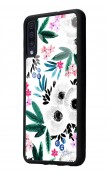 Samsung A50 Beyaz Çiçek Tasarımlı Glossy Telefon Kılıfı