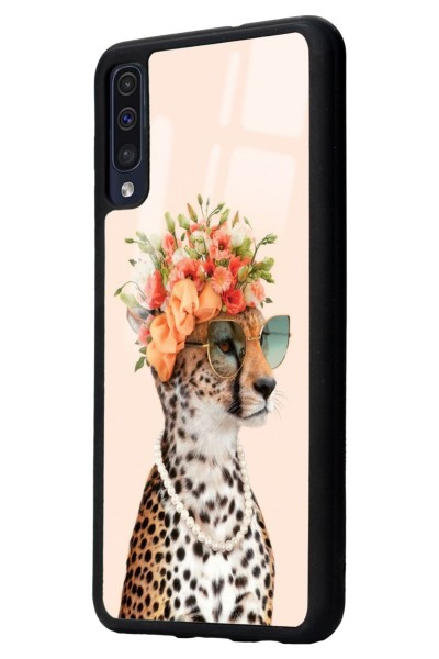 Samsung A50 Influencer Leopar Kedi Tasarımlı Glossy Telefon Kılıfı