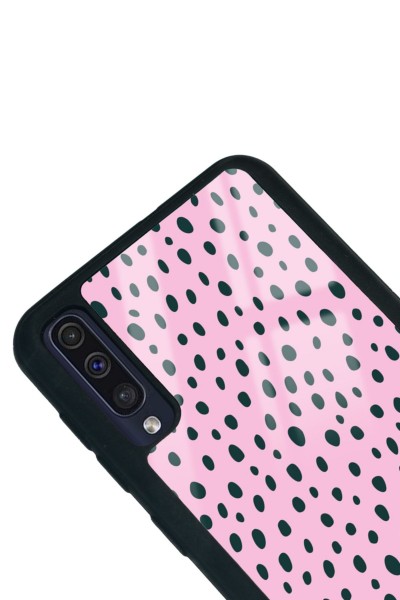 Samsung A50 Pembe Benek Tasarımlı Glossy Telefon Kılıfı