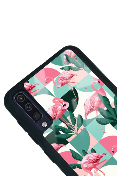 Samsung A50 Retro Flamingo Duvar Kağıdı Tasarımlı Glossy Telefon Kılıfı