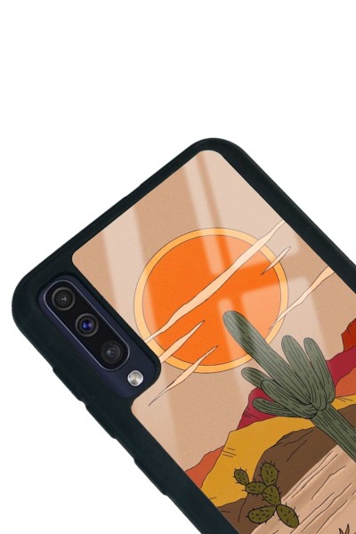 Samsung A50 Retro Kaktüs Güneş Tasarımlı Glossy Telefon Kılıfı