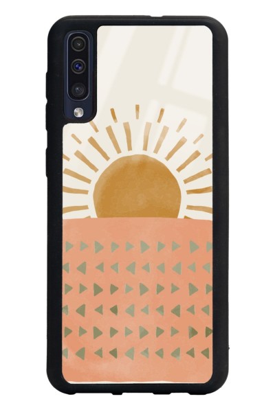 Samsung A50 Suluboya Güneş Tasarımlı Glossy Telefon Kılıfı