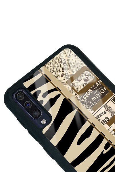 Samsung A50 Zebra Gazete Tasarımlı Glossy Telefon Kılıfı