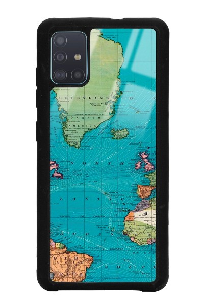 Samsung A51 Atlantic Map Tasarımlı Glossy Telefon Kılıfı