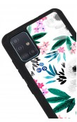 Samsung A51 Beyaz Çiçek Tasarımlı Glossy Telefon Kılıfı