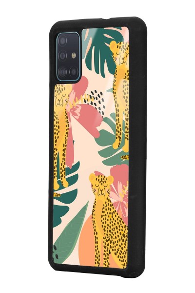 Samsung A51 Çiçekli Leopar Tasarımlı Glossy Telefon Kılıfı