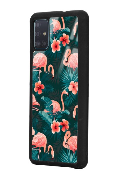 Samsung A51 Flamingo Leaf Tasarımlı Glossy Telefon Kılıfı