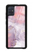 Samsung A51 Fuşya Mermer Tasarımlı Glossy Telefon Kılıfı