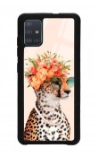 Samsung A51 Influencer Leopar Kedi Tasarımlı Glossy Telefon Kılıfı