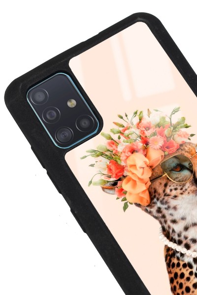 Samsung A51 Influencer Leopar Kedi Tasarımlı Glossy Telefon Kılıfı