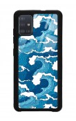 Samsung A51 Mavi Dalga Tasarımlı Glossy Telefon Kılıfı
