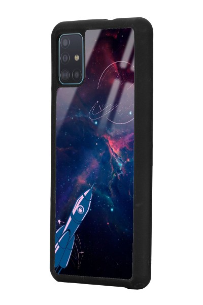 Samsung A51  Uyumlu Space Rocket Tasarımlı Glossy Telefon Kılıfı