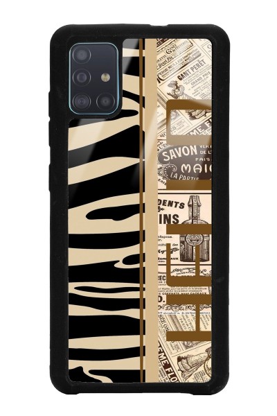Samsung A51 Zebra Gazete Tasarımlı Glossy Telefon Kılıfı