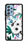 Samsung A52 Beyaz Çiçek Tasarımlı Glossy Telefon Kılıfı