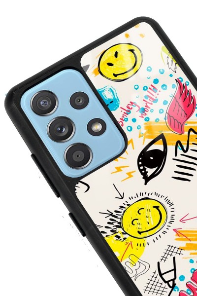 Samsung A52 Doodle Emoji Tasarımlı Glossy Telefon Kılıfı