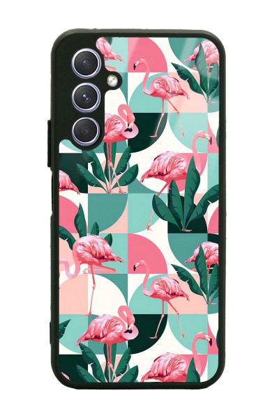 Samsung A54 Retro Flamingo Duvar kağıdı Tasarımlı Glossy Telefon Kılıfı