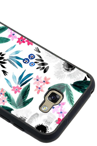 Samsung A7 (2017) Beyaz Çiçek Tasarımlı Glossy Telefon Kılıfı