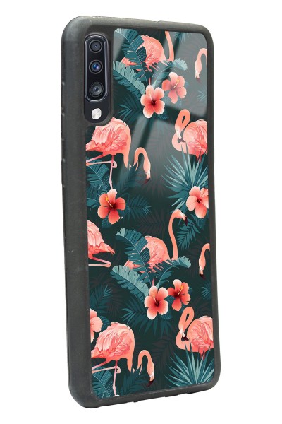 Samsung A70 Flamingo Leaf Tasarımlı Glossy Telefon Kılıfı