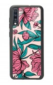 Samsung A70 Fuşya Çiçekli Tasarımlı Glossy Telefon Kılıfı