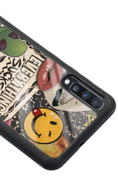 Samsung A70 Retro Sticker Tasarımlı Glossy Telefon Kılıfı