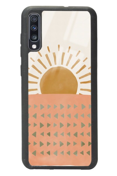 Samsung A70 Suluboya Güneş Tasarımlı Glossy Telefon Kılıfı
