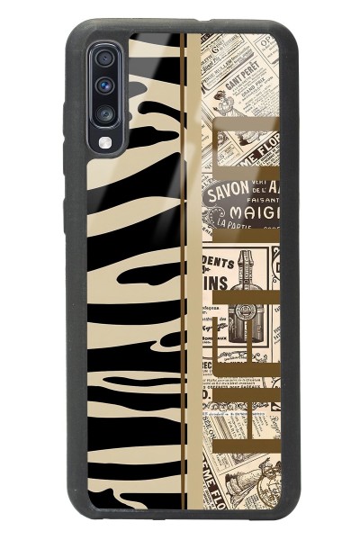 Samsung A70 Zebra Gazete Tasarımlı Glossy Telefon Kılıfı