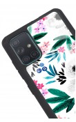Samsung A71 Beyaz Çiçek Tasarımlı Glossy Telefon Kılıfı